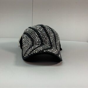 Black and Silver Rhinestone Cap